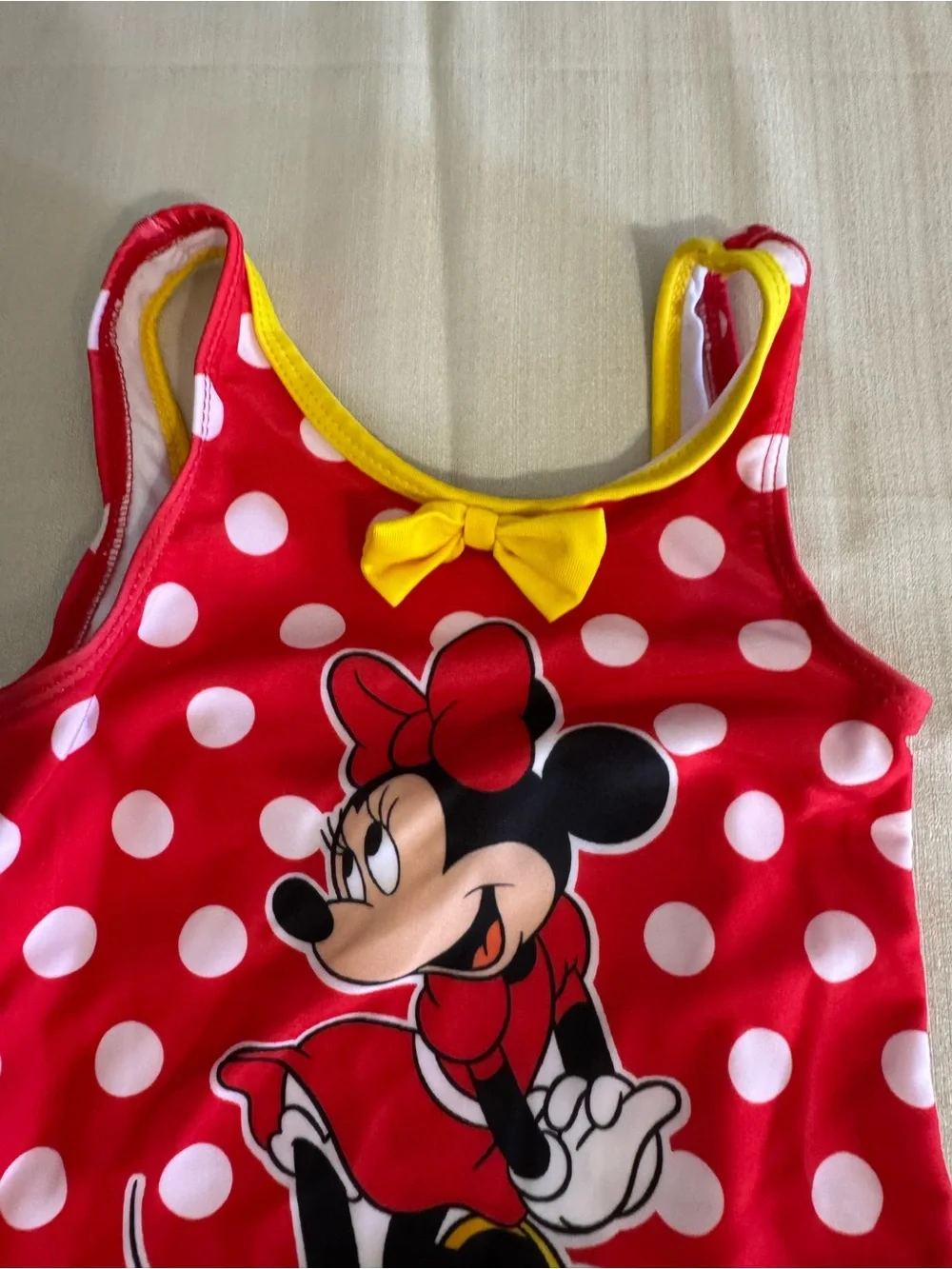Minnie Mouse 3T polka dot bathing suit one piece Disney swimsuit w/ side ruffles